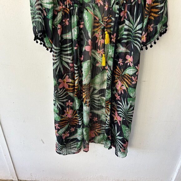 Club Z Collection Swim Coverup Womens Medium Black Floral Tie Front Maxi - Picture 3 of 8